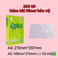 Combo of 100 Sheets of Printing Paper Size A3, A4, A5 PLus _ Includes 1 Super Thick Clear Paper Bag