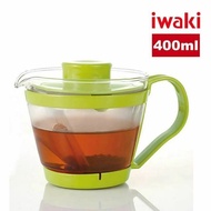 【iwaki】 日本耐熱玻璃沖茶器/茶壺-附濾茶網(綠色-400ml)(原廠總代理)