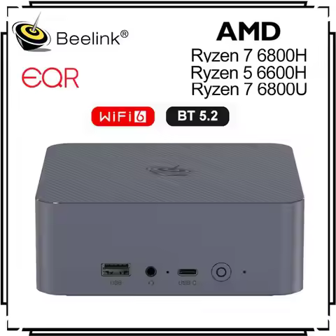 AMD Ryzen R5 6600H 7 6800H 6800U Beelink EQR6 Windows 11 Pro Mini PC 1000M Lan WiFi6 BT5.2 4K HD Des