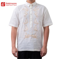 Executive Men's Embroidered Shortsleeves Gusot Mayaman Office Barong (Off White)