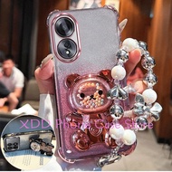 Case for OPPO A1 A98 A97 A58 A78 4G 5G Phone case cartoon bear holder electroplated silicone shell c