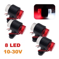 4x 10-30V Car 8 LED Red & White Dual Side Marker Lights Clearance Indicator Warning Lamps For Traile
