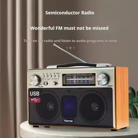 MD-1702BT Retro Wooden Three Band Radio Wireless Bluetooth Speaker Home Desktop Card Insertion Stere