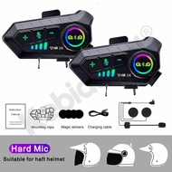 【Local Stock🔥2pcs】Bluetooth 5.3 Motorcycle Helmet Intercom Headset IPX6 Waterproof 2 Rider Wireless 