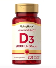 [ วิตามินดี 3 ] High Potency Vitamin D3, 2000 IU x 250 ซอฟเจล (Quick Release Softgels)