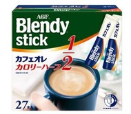 AGF - Blendy Stick即溶低卡 1/2 牛奶咖啡 咖啡歐蕾 27包盒裝(4901111769489)【平行進口】藍白 不同版本隨機發