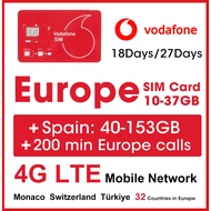 Vodafone/Orange Europe SIM Card 14/18/27/28 GB Data+200 min calls in 32 Countries 18/27Days (Spain 8