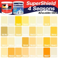 TOA สีภายนอก+ภายใน สีเหลือง ขนาด 1L เฉดสีบ้านสบาย สีทาบ้าน สีน้ำ สีทาอาคาร สีอะครีลิค สีโฟร์ซีซั่น สีซุปเปอร์ชิลด์