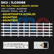 Led Backlight TV LG 60UN7100PTA.ATIMLJD 60UM7100 60UM7300 8led/strip lensa kancing besar