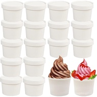 75 Pack Paper Food Containers with Lids, 8 Oz Cardboard Ice Cream Portion Cups, Reusable To Go Hot D