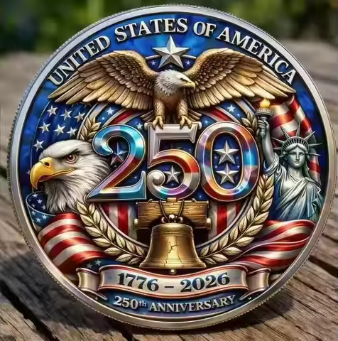 America 250th Anniversary Golden Plated Coin 3D Carved High-Quality Collectible Coin