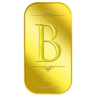 999.9 Pure Gold | 1g Alphabet B Gold Bar