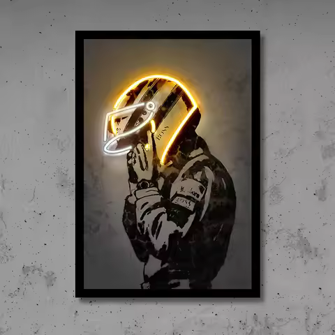 Neon Helmet Ayrton Senna F1 Poster Prints Formula 1 Legend Driver Wall Art Canvas Painting Racer Pic