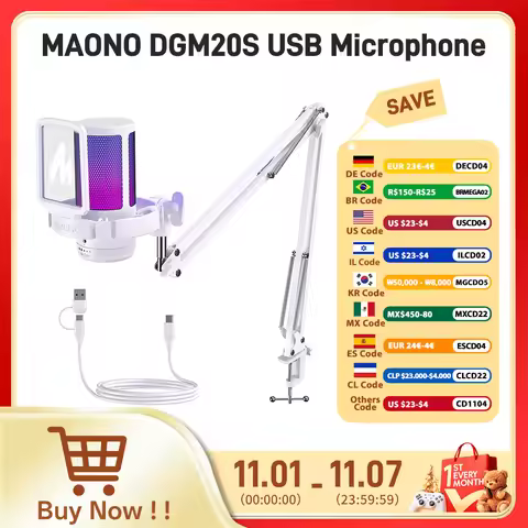 Maono Gamerwave DGM20S USB Microphone Gaming Mic Condenser Mic RGB Mic Noise Canceling Mic with Mic