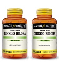 Mason Vitamins Ginkgo Biloba 500 mg 180 Gelatin Capsules per Bottle, Pack of 2 Bottles Total 360 Cap