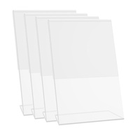 5x7In 4 Pack Clear Plastic Sign Holder Sign Display Holder with Hidden Slanted Back Flyer Document P
