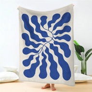 Blue Matisse Leaf Throw Blanket 50x60" | Fleece Sherpa Bed Blanket 60x80" | Soft & Lightweight Sofa 