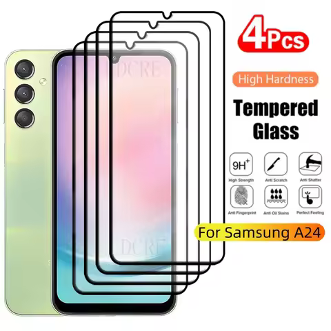 4Pcs For Samsung A24 Glass Samsung Galaxy A24 Tempered Glass 9H Protective Full Cover Glue For Scree