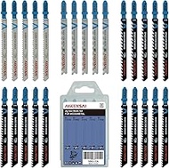 AIKENSAI 30-Piece T101B T144D T111C T118A Jigsaw Blades T Shank for Wood Plastic Metal Assorted Jig Saw Blade Set Compatible with RYOBI Milwaukee Makita Bosch DeWalt etc