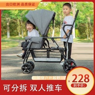 Genuine Twin Stroller Front and Rear Sitting Stroller Lightweight Baby Double Stroller Two-Child Stroller Reclining