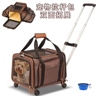 S/🔔Pet Trolley Luggage Walking Dog out Luggage Dog Stroller Cat Folding Cage Multifunctional Portable Car Bag ONE8