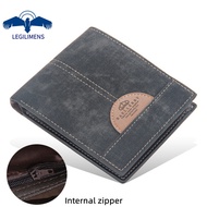 LEGILIMENS Men's Short Wallet Korean Soft Leather Multi-card Zipper Wallet Young Trendy Practical Wallet