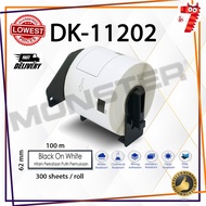 (READY STOCK) Label Film Tape DK11202 (Black On White) QL550/QL570/QL700/QL720/QL800/QL820NWB/11202/