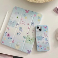 iPad Case iPad Cover iPad 9.7/10.5/11/ Pro/Air/Mini Magnetic Leather Case With Trifold Mirror Surface Cute Flowers Case