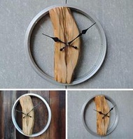 造型時鐘 工業風 手作  台灣 檜木 原木 時鐘 可接受訂製【比設力空間設計】