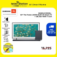 [TV BUNDLE] 65" The Frame LS03B QLED 4K Smart TV + JBL Bar 1000 | Free Google nest hub