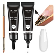 MIZHSE Clear Builder Gel for Nails 2Pcs 15mL Hard Builder Gel for Nail Thickening Tip Design Rhinest