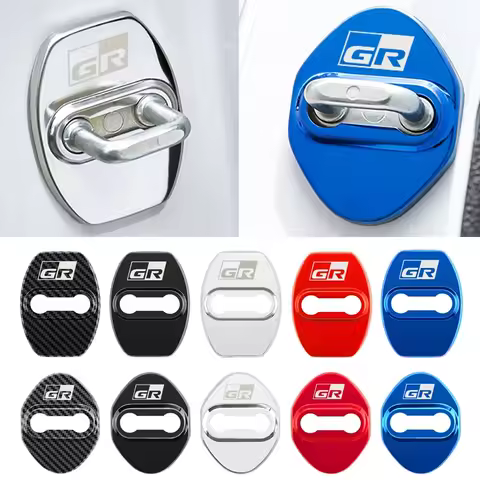 4pcs For Toyota GR Car Door Lock cover Protect Buckle Cover Stickers For Toyota Gr RAV4 Yaris Hilux 