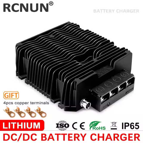 RCNUN Waterproof DC 10-44V 12V 24V to DC 14.6V 18.2V 29.2V 800W Lifepo4 Lithium Battery Charger RVs 