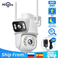 Hiseeu 4k 8mp Wifi Surveillance Camera Dual Lens 4x Digital Zoom Ai Human Detect Onvif Wireless Outd