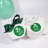 5/10pcs Saudi National Day Hexagon Candy Gift Box With Palm Logo Sticker, Elegant Ribbon Favor Box F
