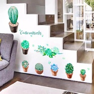 Minimalist Mode Wall Sticker Cactus Pot Flower Jungle Simple Airbnb Homestay Agoda Booking Booking.c