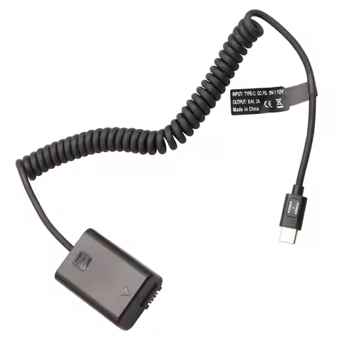 Np-Fw50 Dummy Battery Decoded Adapter with Type C Cable Replacement for Sony A6500 A7 A7M2 A5000