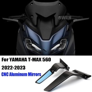 กระจกมองหลังมอเตอร์ไซค์สำหรับยามาฮ่า T-MAX560 T-MAX TMAX560 560อุปกรณ์เสริมสำหรับกระจกอลูมิเนียมแบบปรับได้ TMAX 560 2022-2024