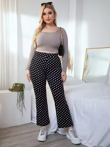 2024 summer new women plus-size youth wear with polka dot trousers wide leg pants