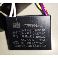 CBB61 5 wire capacitor 1.7uf/2uf/3uf capacitor fan alpha elmark deka