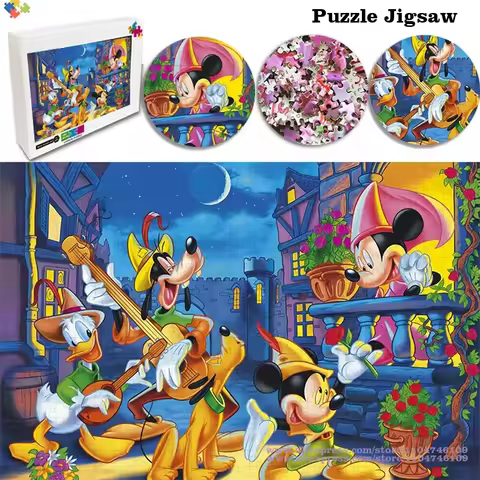 108/200/300/500/1000Pcs Disney Mickey Mouse Puzzle Diy Mini Wooden Puzzle Assembled Jigsaw Puzzle Ed