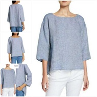 Eileen Fisher Chevron Organic Linen Blouse