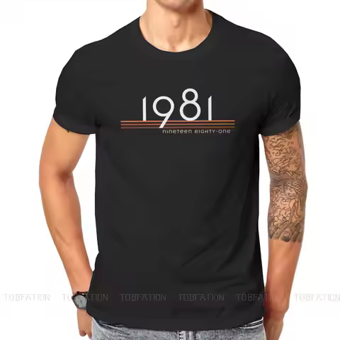 1981 Tshirt Vintage Men Graphic Teenager Blouses Tops Oversized Cotton Crewneck T Shirt