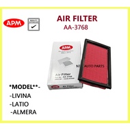 APM NISSAN ENGINE AIR FILTER ALMERA / GRAND LIVINA / LATIO / SYLPHY / NV200 16546-ED500 AA-3768