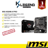 MSI A520M-A PRO / AM4 / MATX / RAM x 2 / M.2 x 1 / PCIEx16 x 1 / 3Y WARRANTY