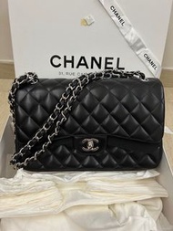 Chanel jumbo classic double flap銀黑