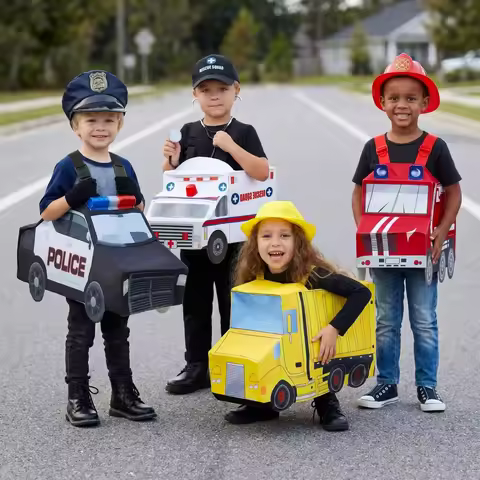 Halloween Carnival Enfant Construction Vehicle Police Car Costume Niño Ambulance Onesie Kindergarten