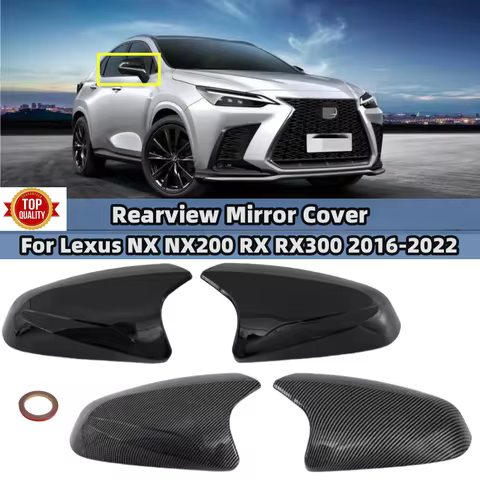 Gloss Black/Carbon Fiber Look Rearview Mirror Cover For Lexus NX NX200 NX200t NX300 NX300h RX RX200t
