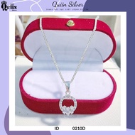 S925 Quiin Silver Chain/Necklace - Round shape with stones for women 0210D