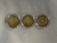 日本昭和年代100日元硬幣3個